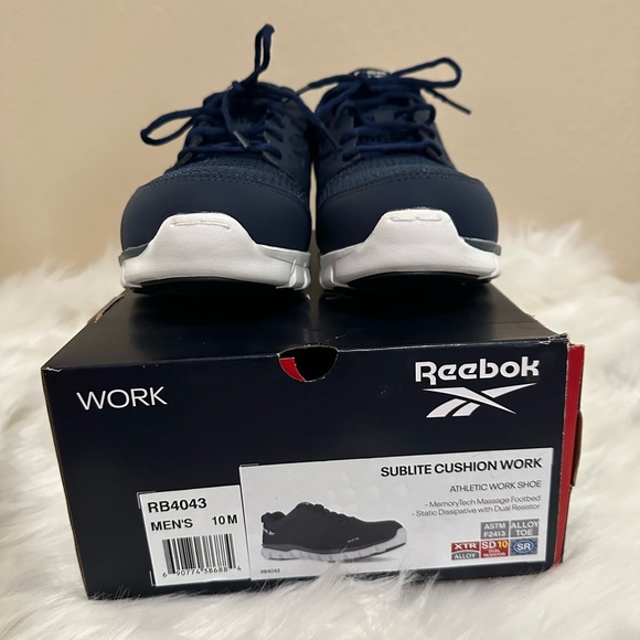 Men’s Reebok Navy Sublite Cushion Oxford Work Shoe - RB4043 - Picture 13 of 16